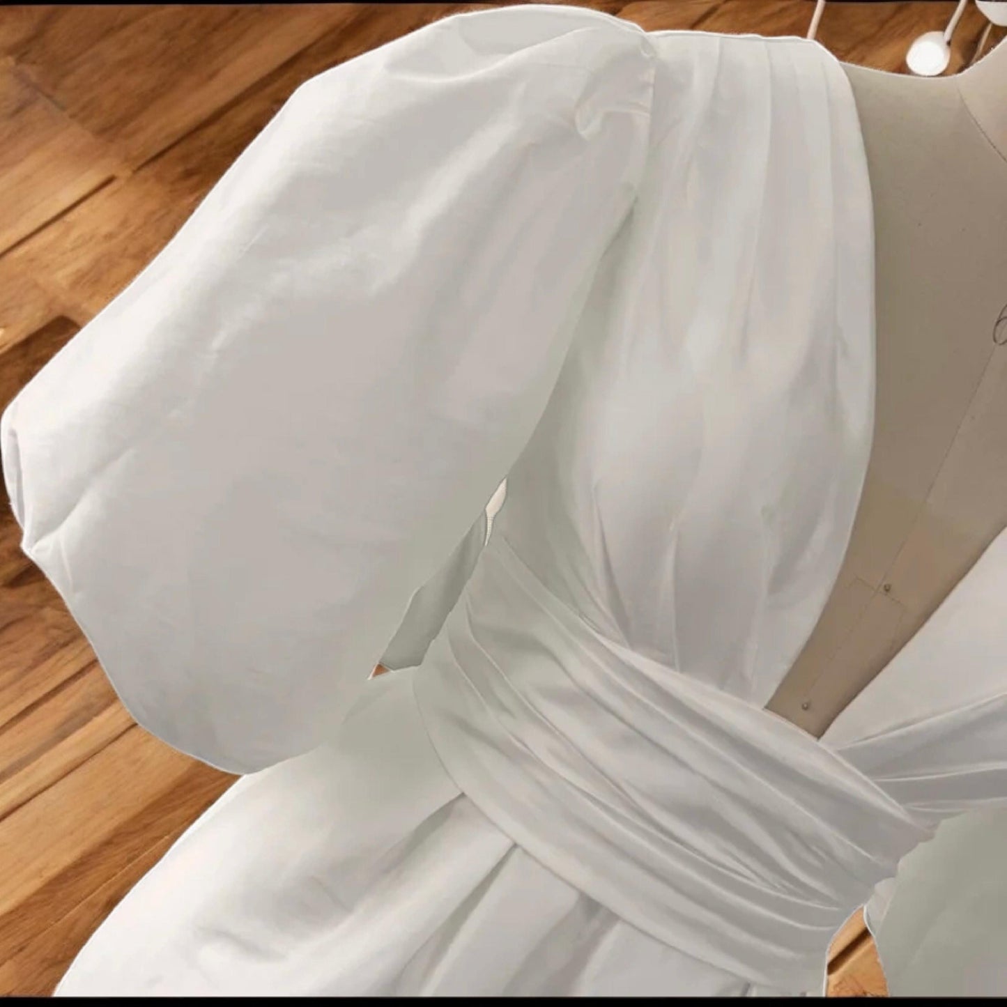 Robe de mariée mini blanche élégante avec manches bouffantes amovibles et dos noué - Robe d'évasion - Robe de palais de justice